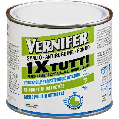 VERNIFER SMALTO ANTIRUGGINE FONDO AREXON FERRO LAMIERA ZINCATA LEGNO CON GUANTI   500 ML - GRAFITE ANTICHIZZATO