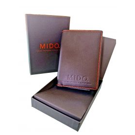 PORTA CARTE DI CREDITO " MIDO " SLIM MINI PORTAFOGLIO PORTATESSERE IN PELLE NERA