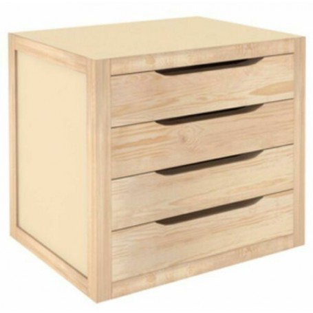 CASSETTIERA IN LEGNO MASSELLO NATURALE V ERNICIABILE CON 4 CASSETTI 39X30X37.5H