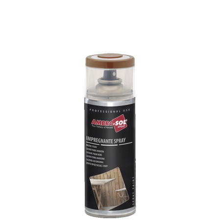 IMPREGNANTE PER LEGNO SPRAY AMBRO-SOL FINITURA POLIURETANICO PROFESSIONALE 400ML   COL. TEAK