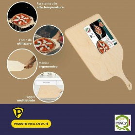 PALA PER PIZZA TAGLIERE VASSOIO IN LEGNO DI BETULLA 30 X 42 CM CON IMPUGNATURA