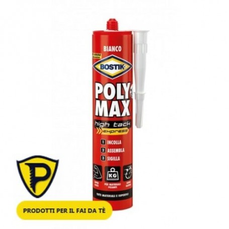 COLLA DI MONTAGGIO UNIVERSALE BOSTIK POL Y MAX CRISTAL EXPRESS HIGH TACK EXPRESS   425 G BIANCO