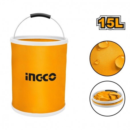 SECCHIO PIEGHEVOLE IN SILICONE -15 L- CONTENITORE RICHIUDIBILE CON MANICO