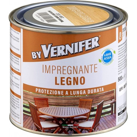 VERNIFER IMPREGNANTE ALL'ACQUA -500 ML- PROTEZIONE PER LEGNO DA ESTERNO INTERNO   TRASPERENTE