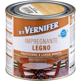 VERNIFER IMPREGNANTE ALL'ACQUA -500 ML- PROTEZIONE PER LEGNO DA ESTERNO INTERNO   NOCE MEDIO