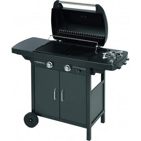 BARBECUE A GAS CLASSIC NERO II BBQ CON PIETRA LAVICA, FORNELLO E GRIGLIA CON COPERCHIO