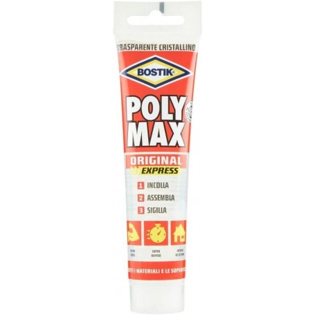 POLY MAX ORIGINAL EXPRESS TRASPARENTE COLLA DI MONTAGGIO UNIVERSALE - TUBO 165 G