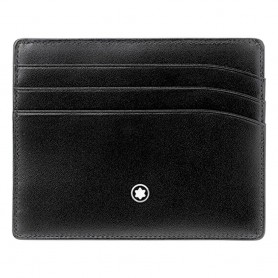 PORTA CARTE MONTBLANC MEISTERSTUCK CUSTODIA 6 SCOMPARTI IN PELLE NERA - 100X80 MM