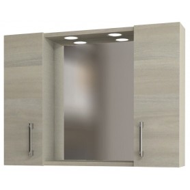 MOBILE SPECCHIO DA BAGNO ROVERE A 2 ANTE ILLUMINAZIONE LED SPECCHIERA - 77X16X57CM -