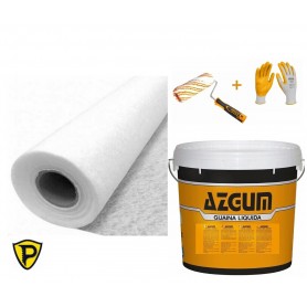 KIT GUAINA LIQUIDA IMPERMEABILIZZANTE AZGUM PER RIPARAZIONE INFILTRAZIONI TETTI   BIANCO   5 MQ