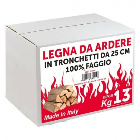 LEGNA DA ARDERE SECCA PER STUFE CAMINI B ARBECUE - CEPPO FAGGIO 100% CARTONI 13KG